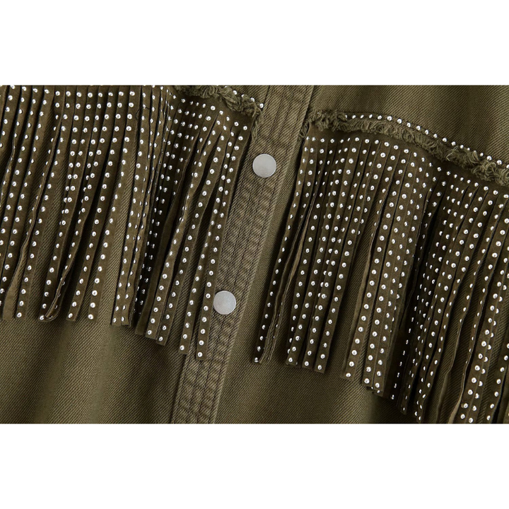 Jaqueta Jeans Com Apliques Verde Exército