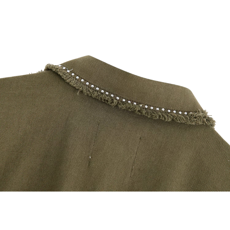 Jaqueta Jeans Com Apliques Verde Exército