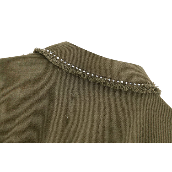 Jaqueta Jeans Com Apliques Verde Exército