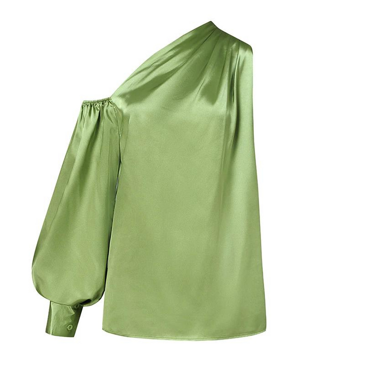 Blusa Um Ombro Só Manga Bufante Verde