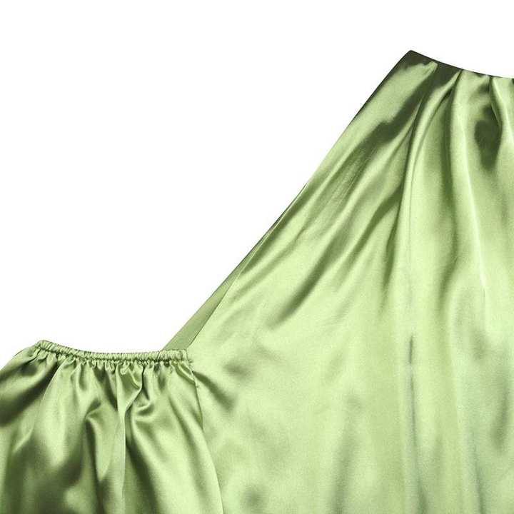 Blusa Um Ombro Só Manga Bufante Verde