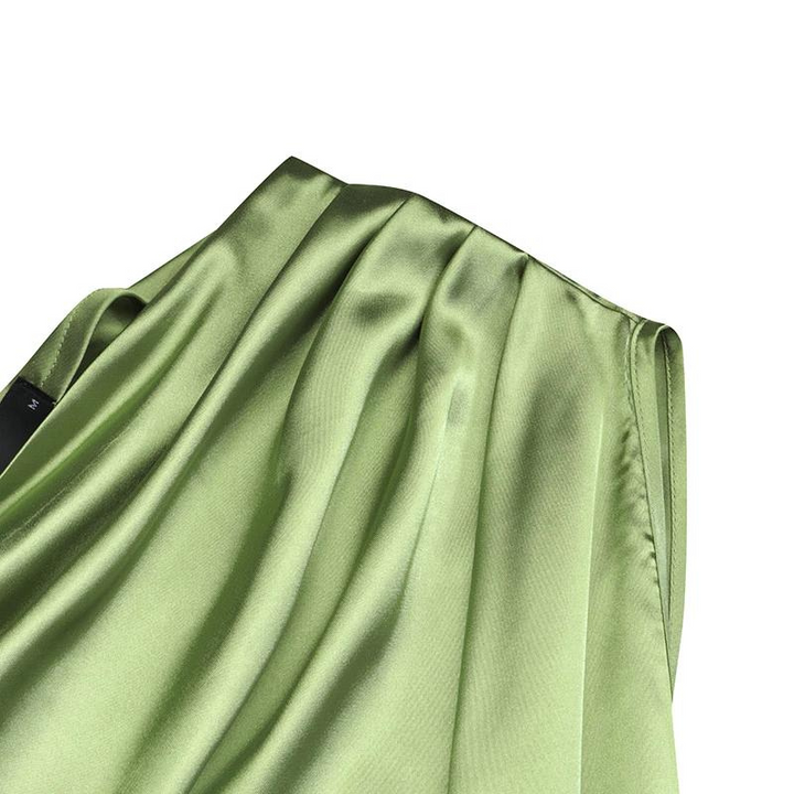 Blusa Um Ombro Só Manga Bufante Verde