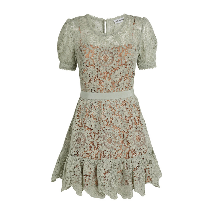 Vestido Curto De Renda Verde