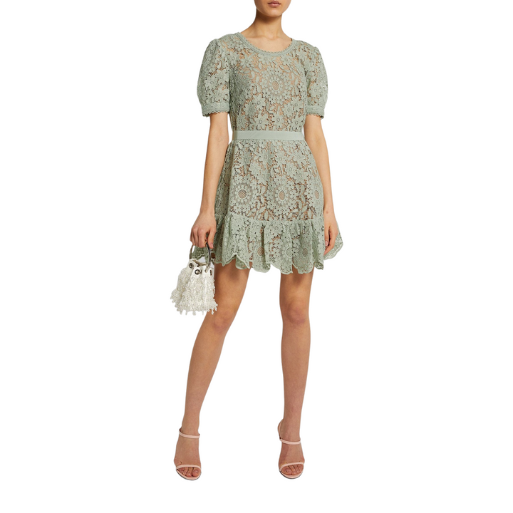 Vestido Curto De Renda Verde