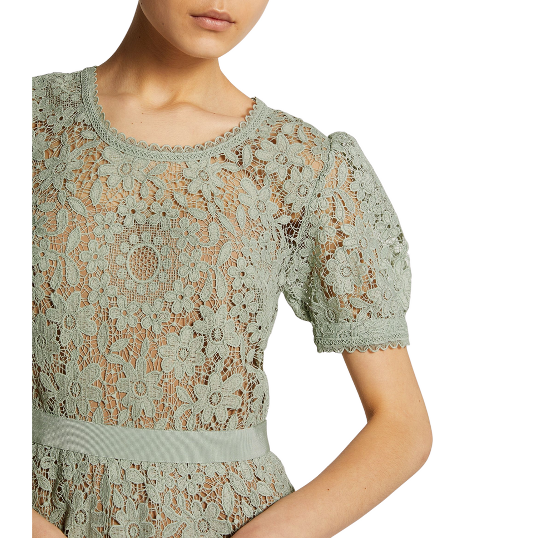 Vestido Curto De Renda Verde