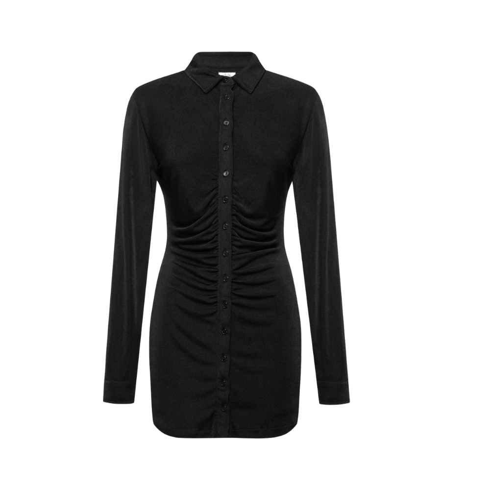 Vestido Curto Manga Longa Veludo