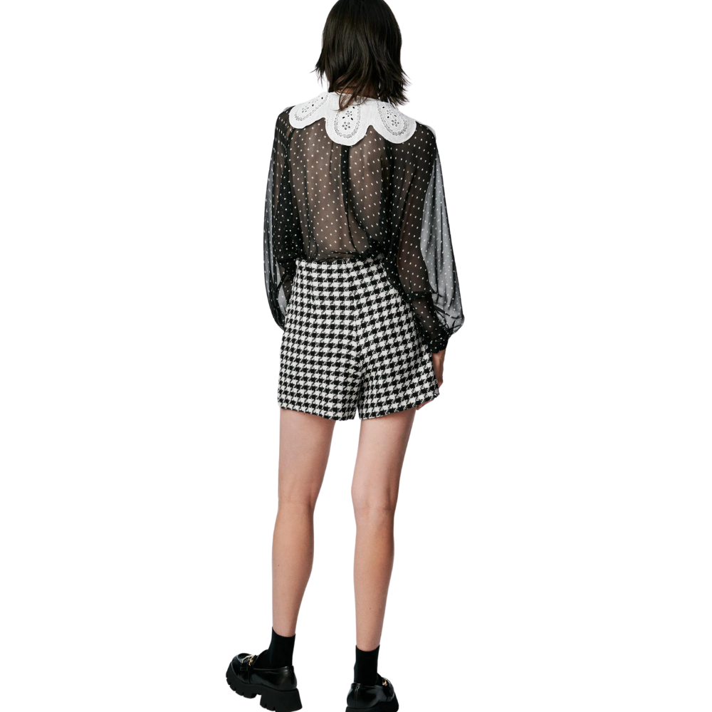 Blusa Manga Bufante Estampa Poá