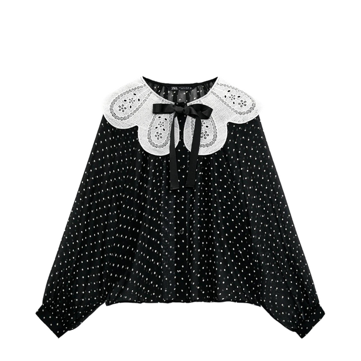 Blusa Manga Bufante Estampa Poá