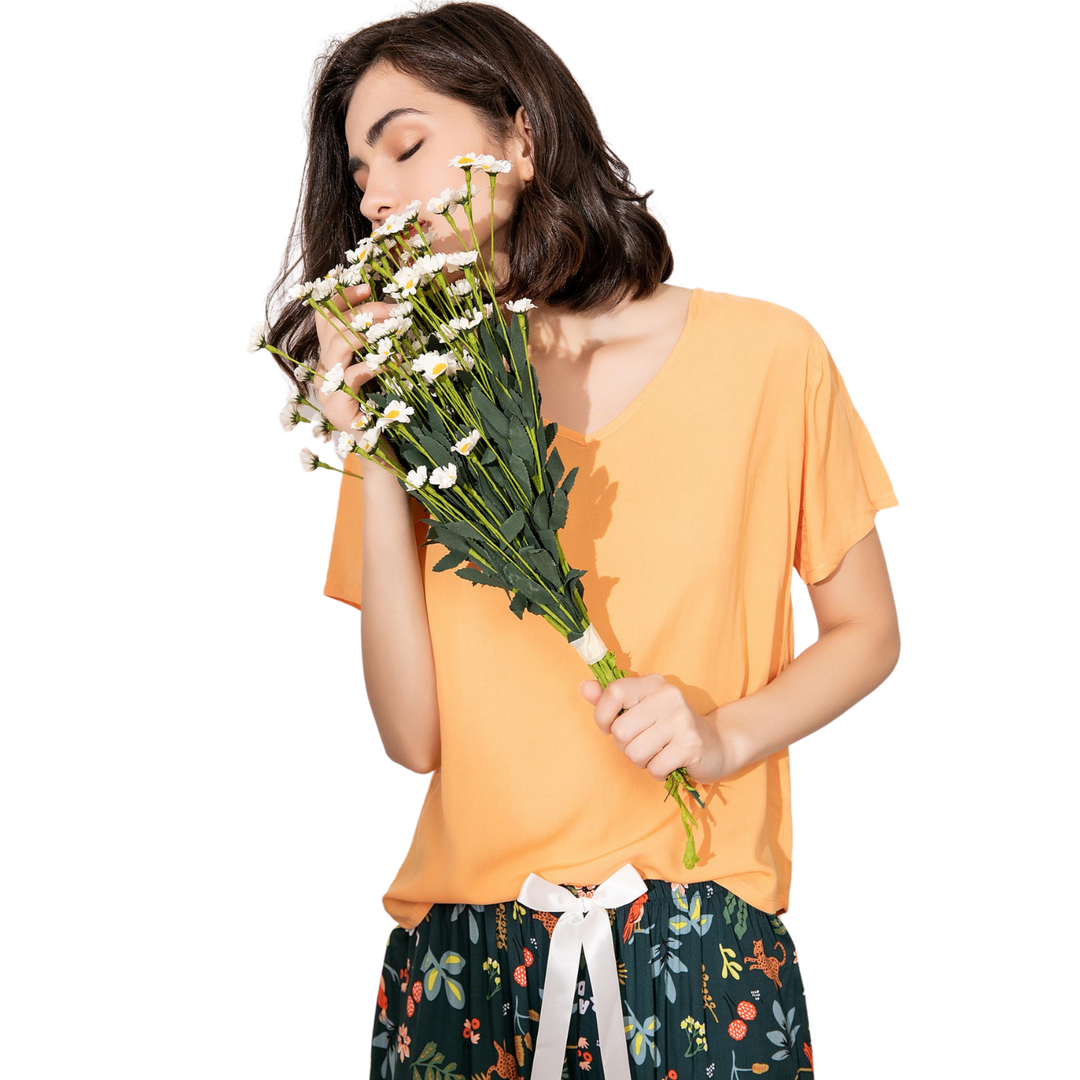 Pijama Camisa Manga Curta e Calça Estampado Fauna