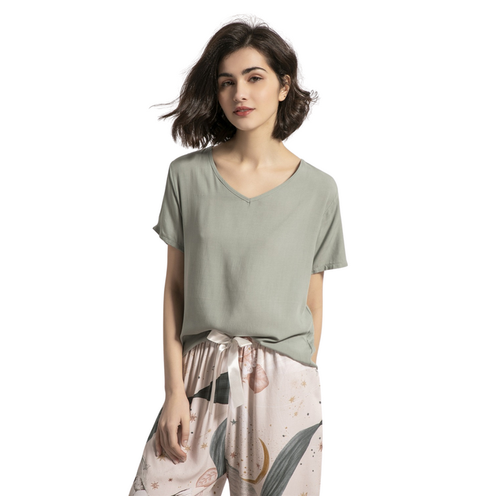 Pijama Camisa Manga Curta e Calça Estampado Estrelas