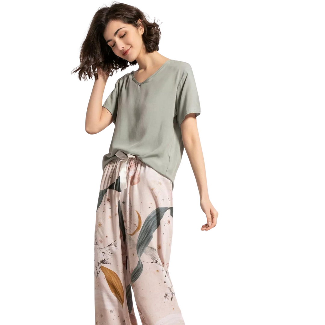 Pijama Camisa Manga Curta e Calça Estampado Estrelas