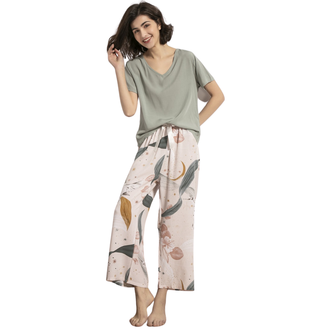 Pijama Camisa Manga Curta e Calça Estampado Estrelas