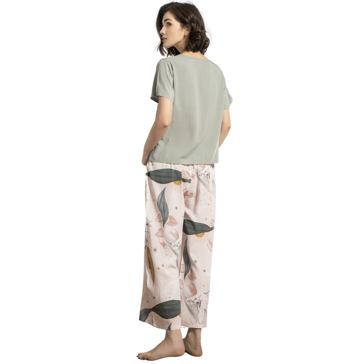 Pijama Camisa Manga Curta e Calça Estampado Estrelas