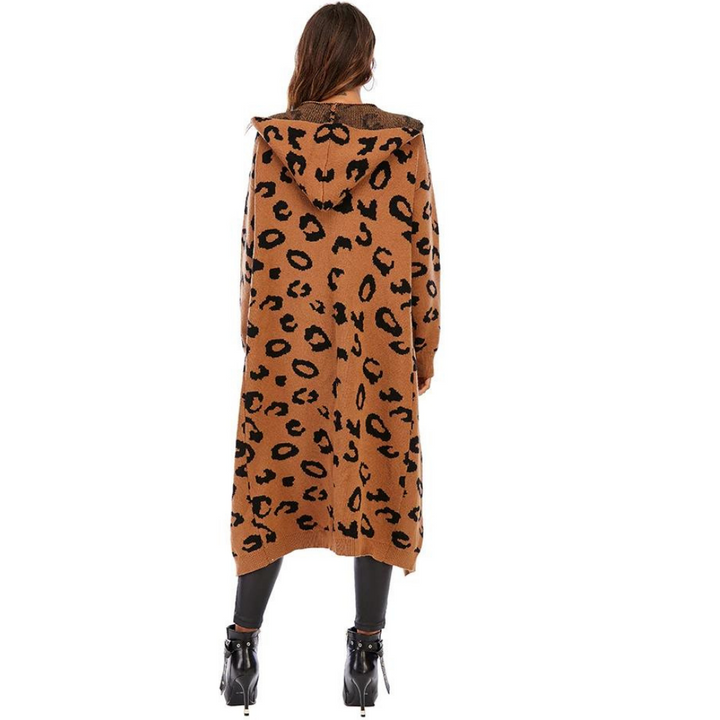 Cardigan Tricot Com Capuz Animal Print