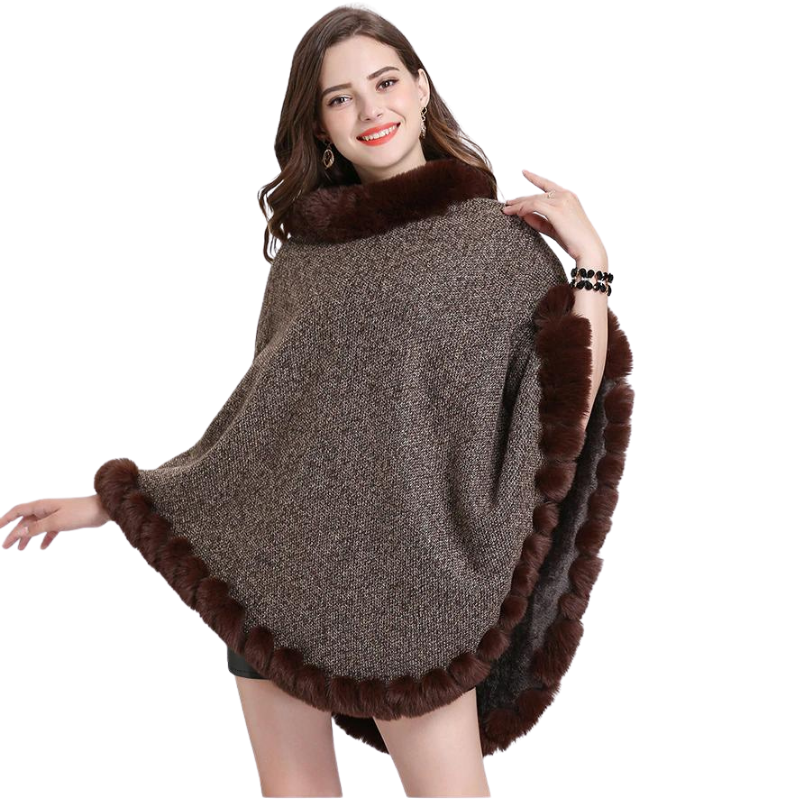 Poncho Fechado Forrado Com Pelos