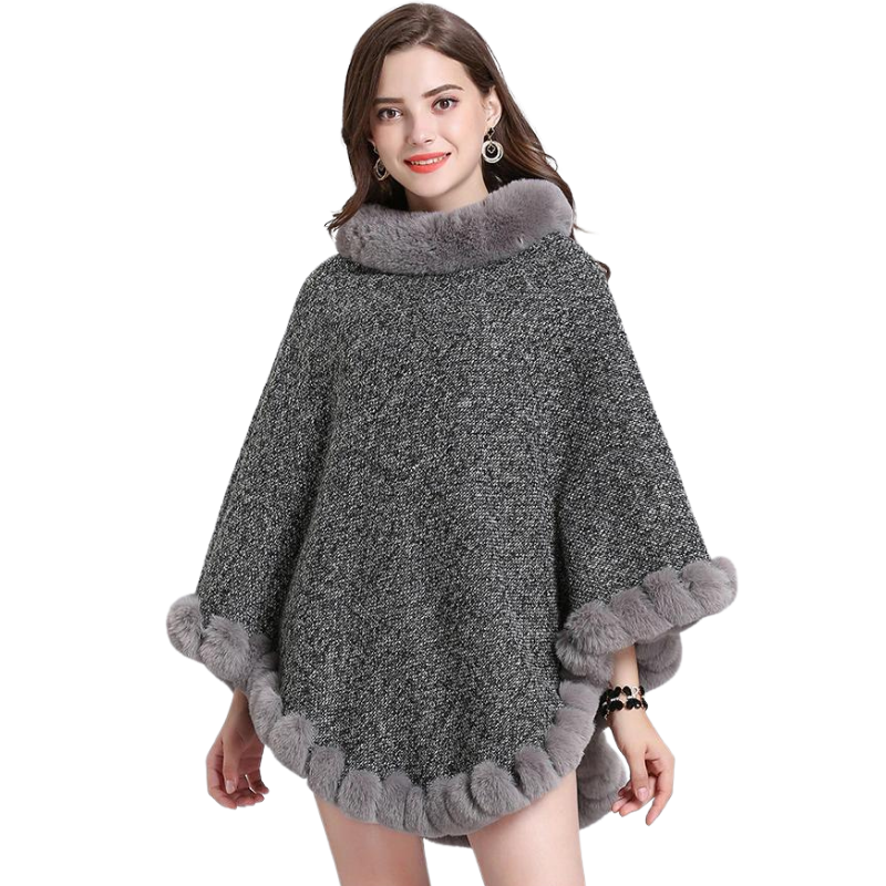 Poncho Fechado Forrado Com Pelos