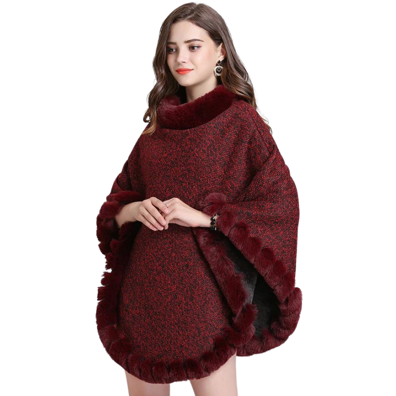 Poncho Fechado Forrado Com Pelos