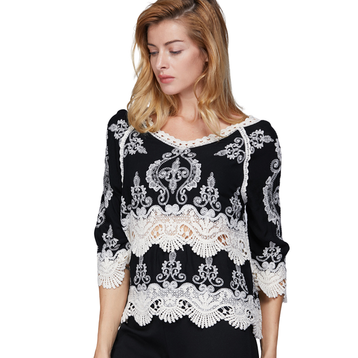 Blusa Feminina Detalhe Crochet