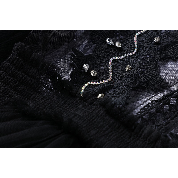 Vestido Manga Longa Tule Preto