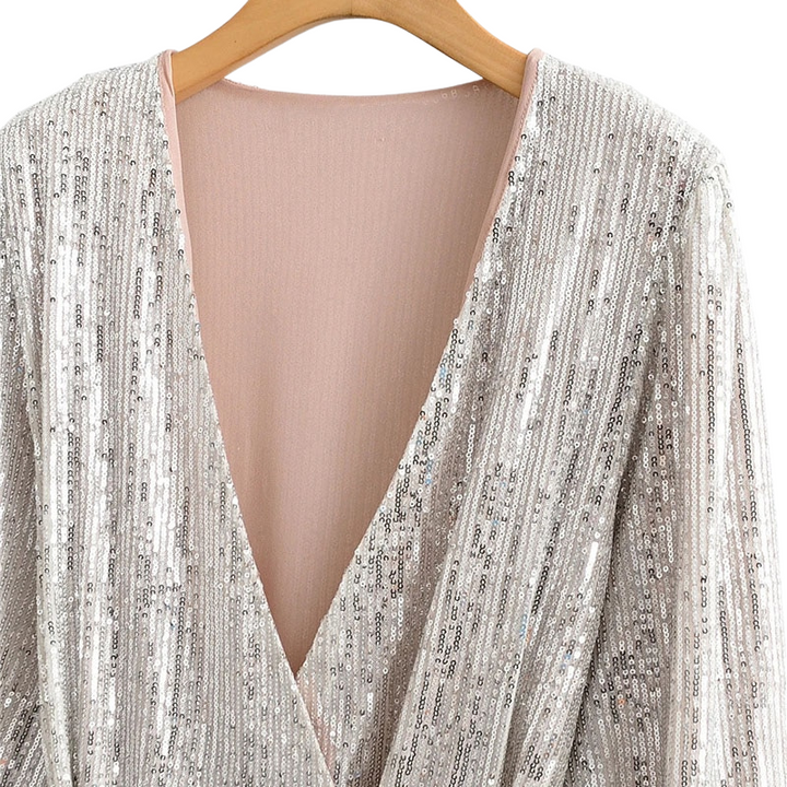 Vestido De Festa Lantejoulas Prata