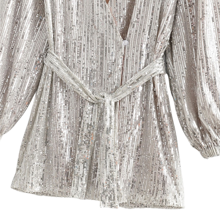 Vestido De Festa Lantejoulas Prata