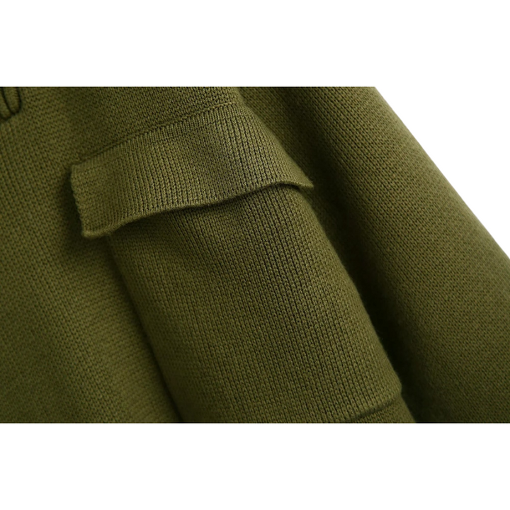 Suéter Tricot Com Bolsos Verde Exército