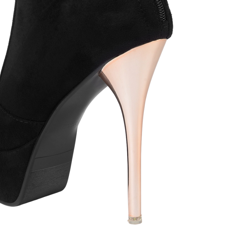 Bota Over The Knee Salto Alto Dourado