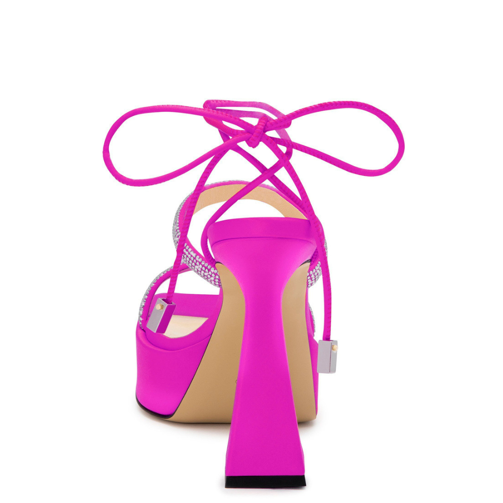 Sandália Meia Pata Salto Taça Alto Bico Quadrado