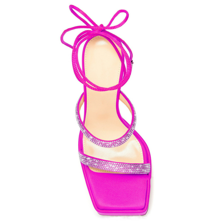 Sandália Meia Pata Salto Taça Alto Bico Quadrado