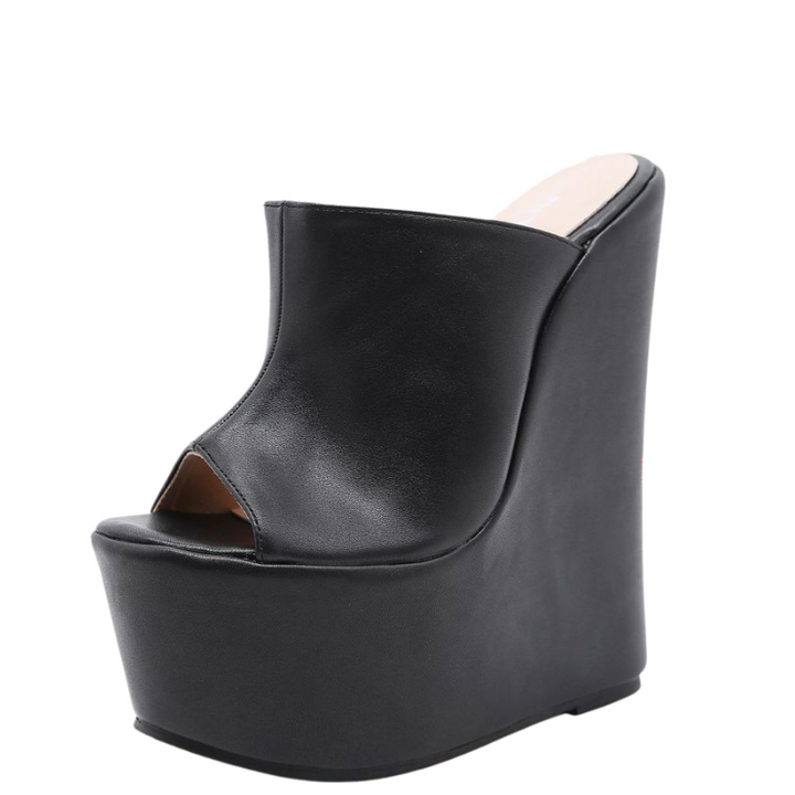 Sandália Mule Plataforma Couro Preto