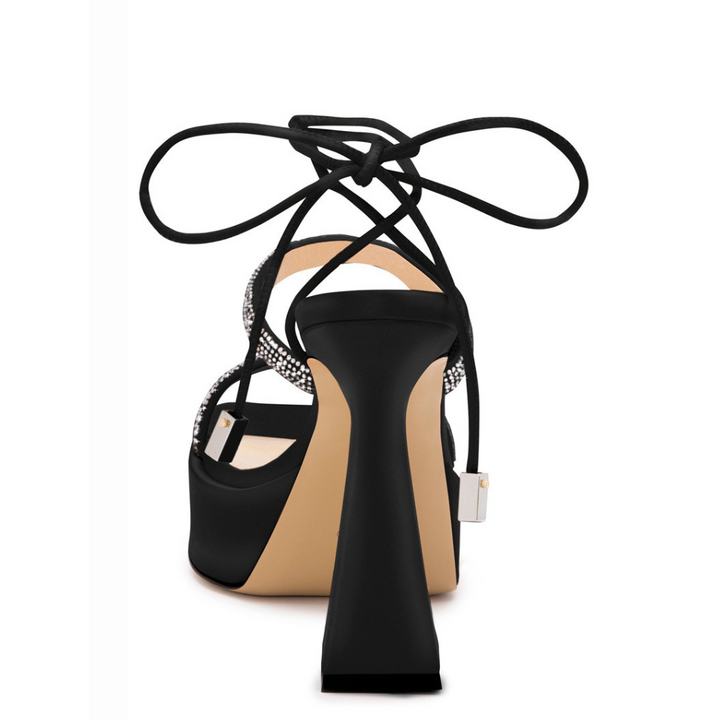 Sandália Meia Pata Salto Taça Alto Bico Quadrado