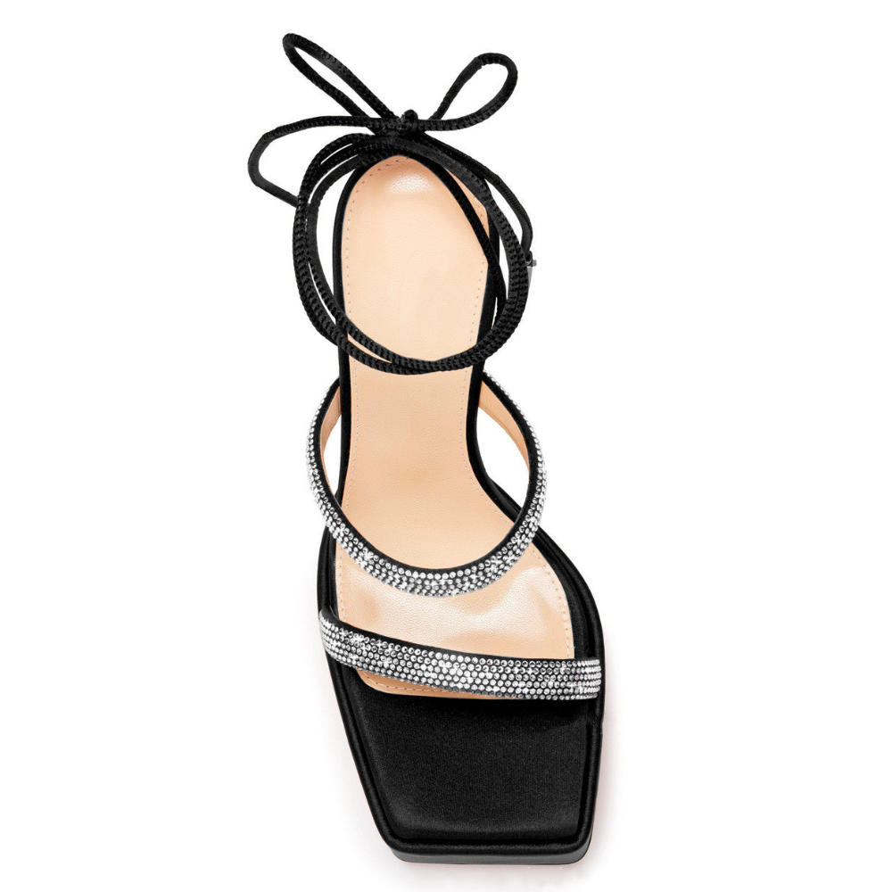 Sandália Meia Pata Salto Taça Alto Bico Quadrado