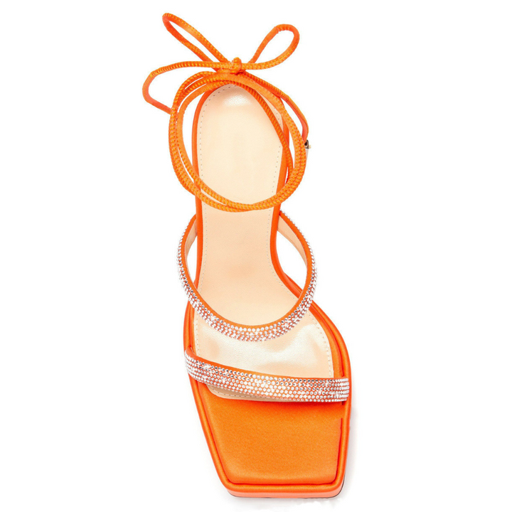 Sandália Meia Pata Salto Taça Alto Bico Quadrado