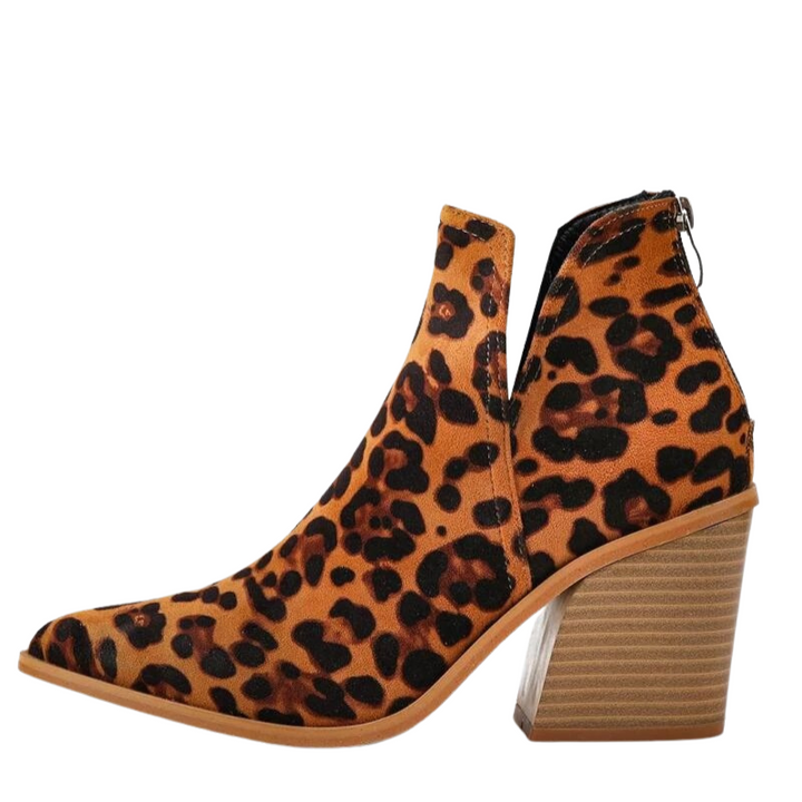 Ankle Boot Leopardo Com Salto Bloco
