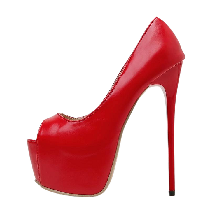 Peep Toe Meia Pata Salto Alto Vermelho