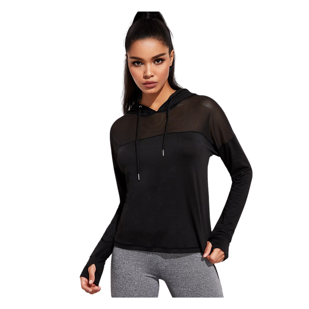 Blusa Detalhe Transparente com Capuz