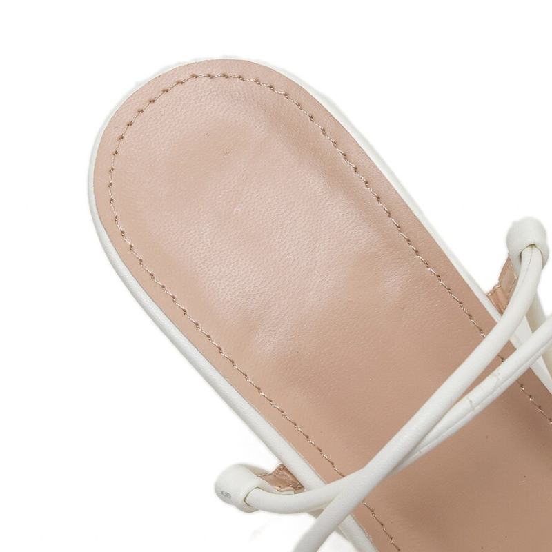 Sandália Salto Acrílico Amarração Branco