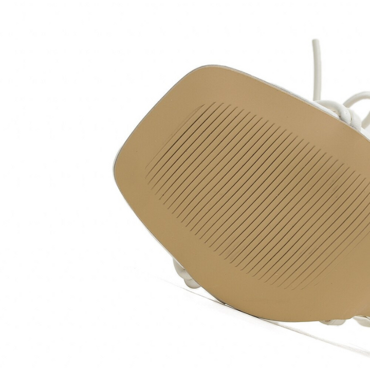 Sandália Salto Acrílico Amarração Branco