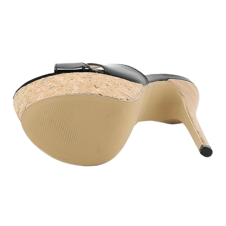 Sandália Mule Salto Cortiça Preto