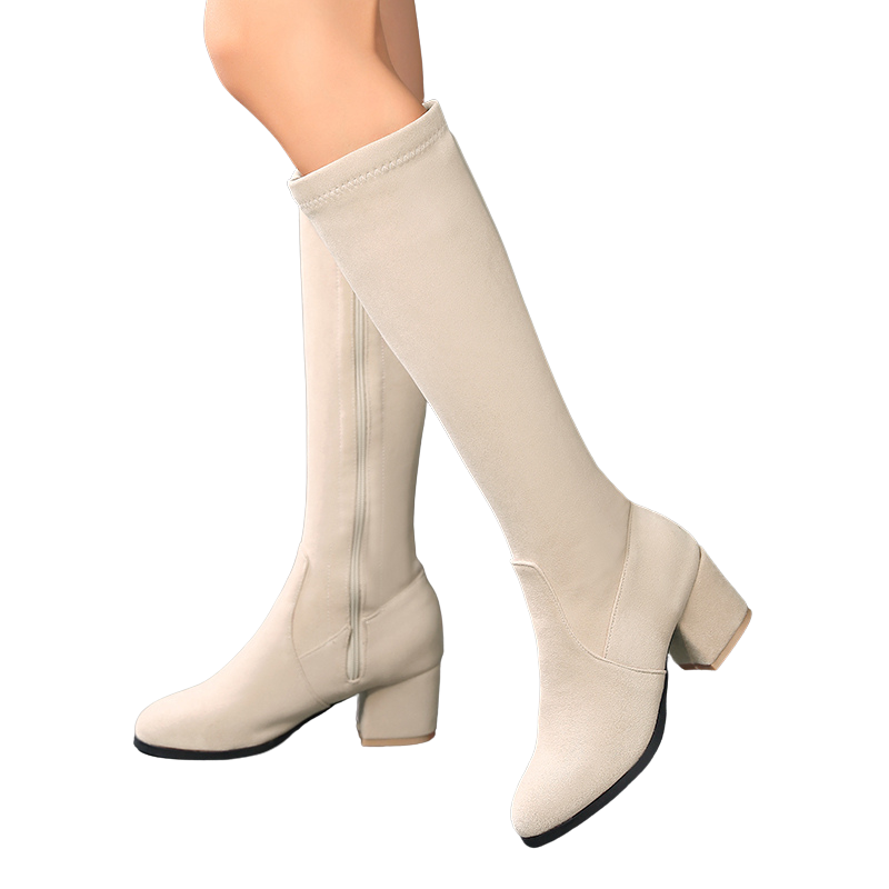 Bota Cano Alto Salto Bloco Suede