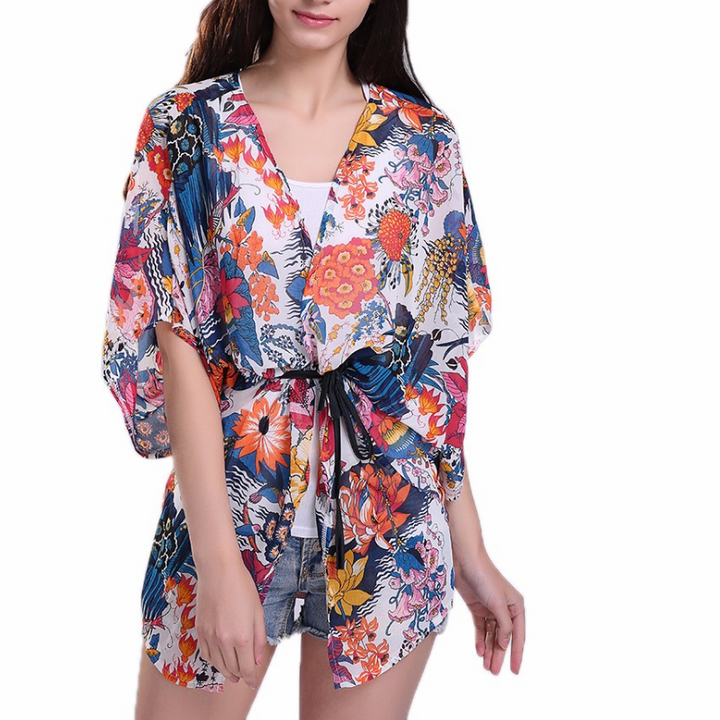 Kimono Feminino Estampado Floral Tropical