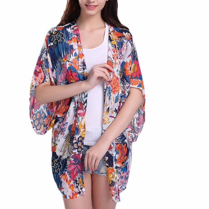 Kimono Feminino Estampado Floral Tropical