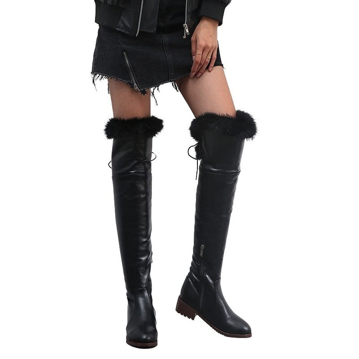 Bota Over the Knee Peluciada Com Laço