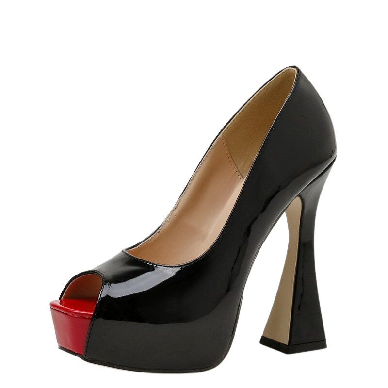 Peep Toe Salto Taça Verniz