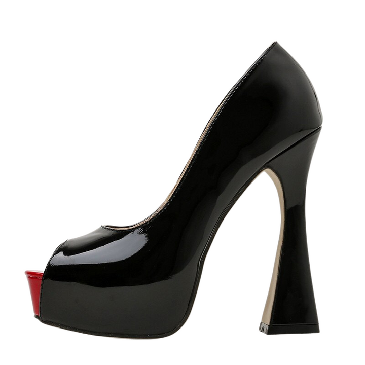 Peep Toe Salto Taça Verniz