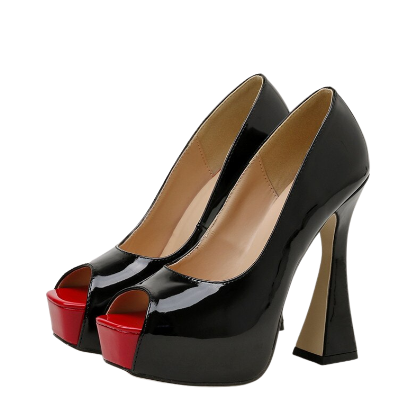 Peep Toe Salto Taça Verniz