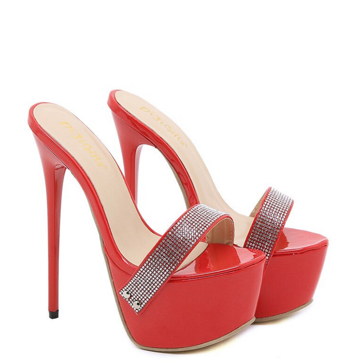 Sandália Mule Salto Cortiça Vermelho