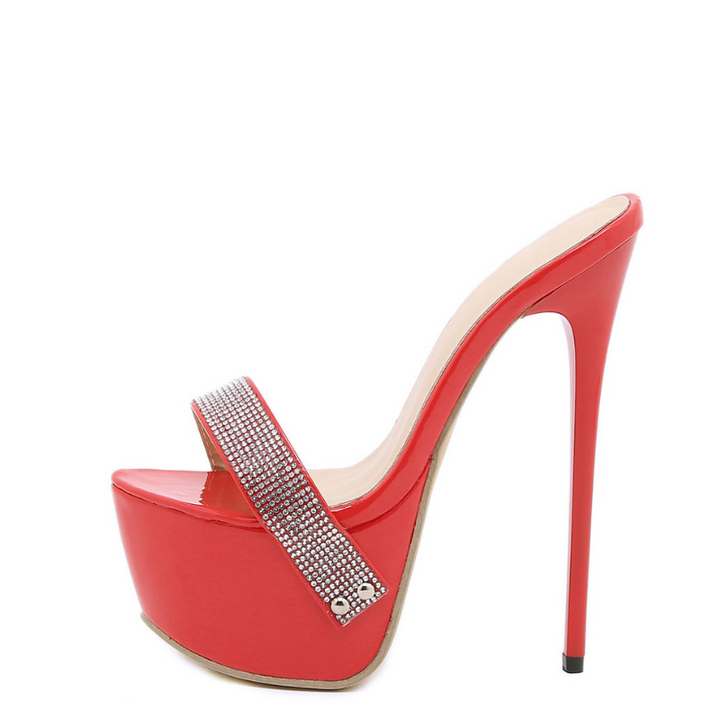 Sandália Mule Salto Cortiça Vermelho