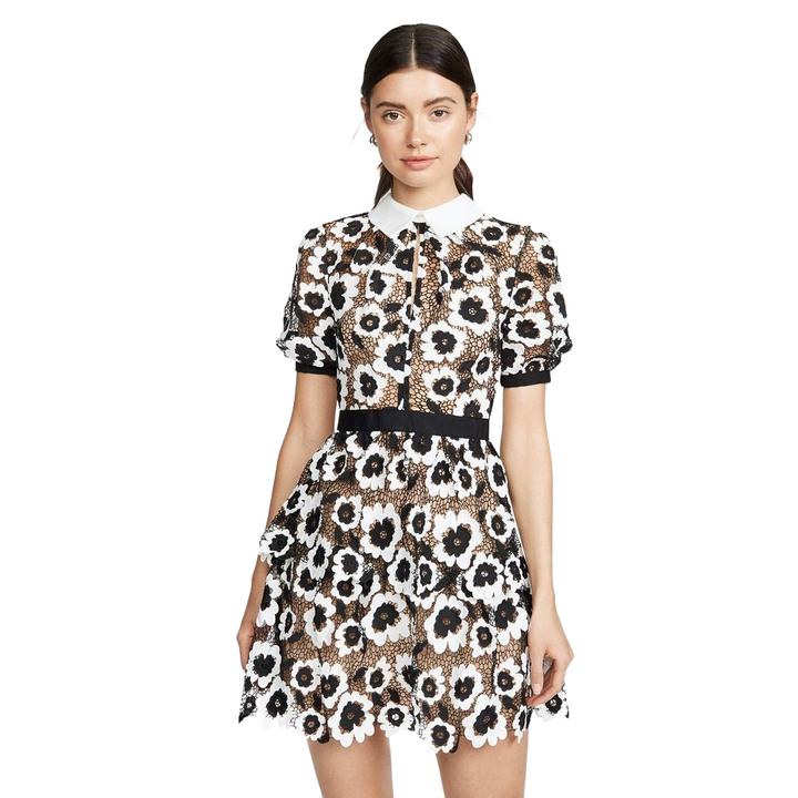 Vestido Estampa Floral Com Renda