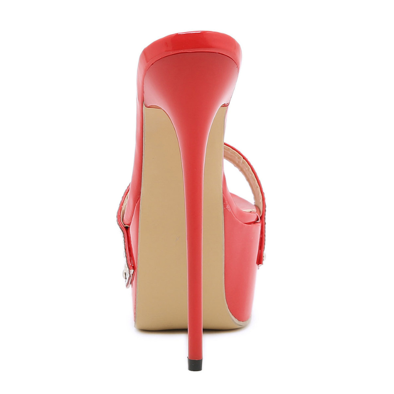 Sandália Mule Salto Cortiça Vermelho